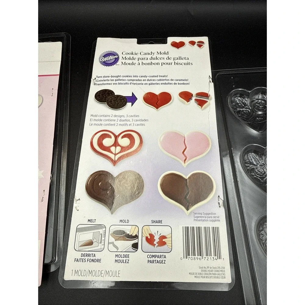 LOT 4 Wilton Plastic Candy Mold Cookie Chocolate Molds Valentine's Hearts